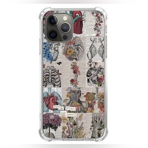 Aesthetic Biology Newspaper Skull Skelton Phone 14 Pro Max 15 Pro Max Case, NEW